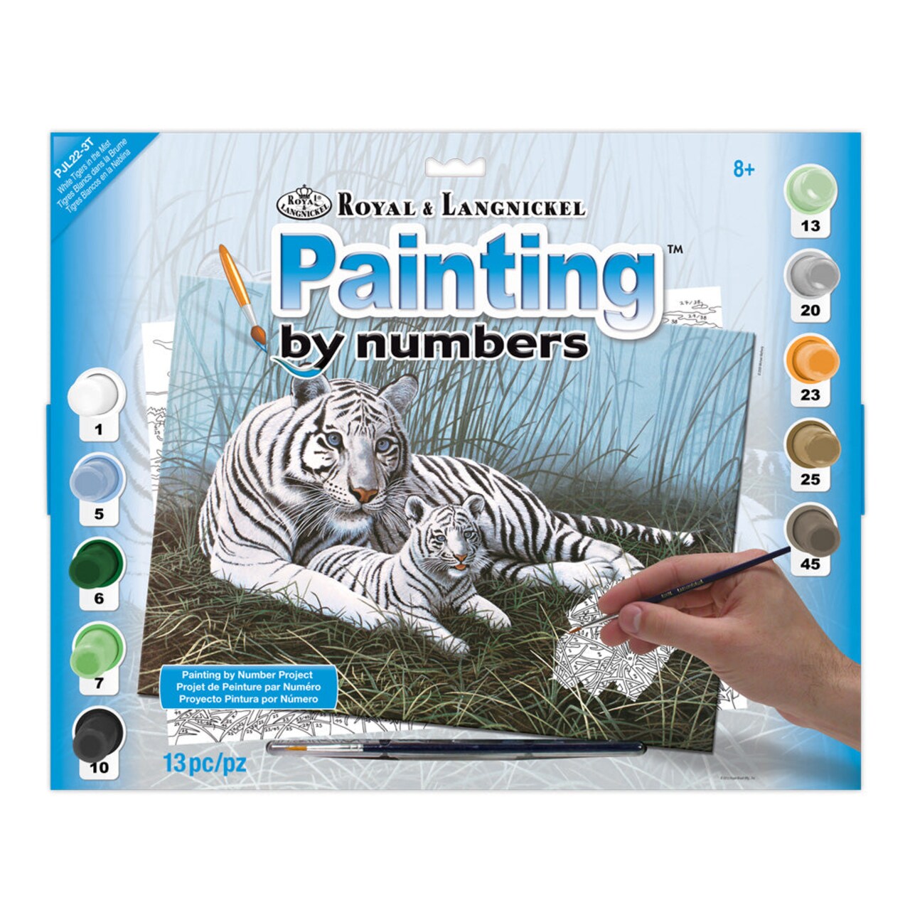 PJL22 | Painting by numbers™ 13pc 11.25" x 15.375" White Tigers in the Mist Painting Project